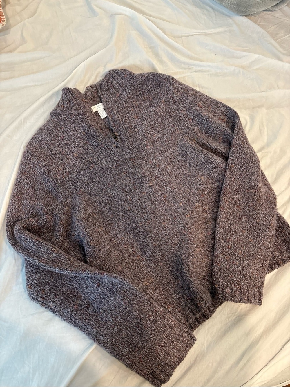 Charter Club Heathered Purple-Brown Cowl Neck Sweater
